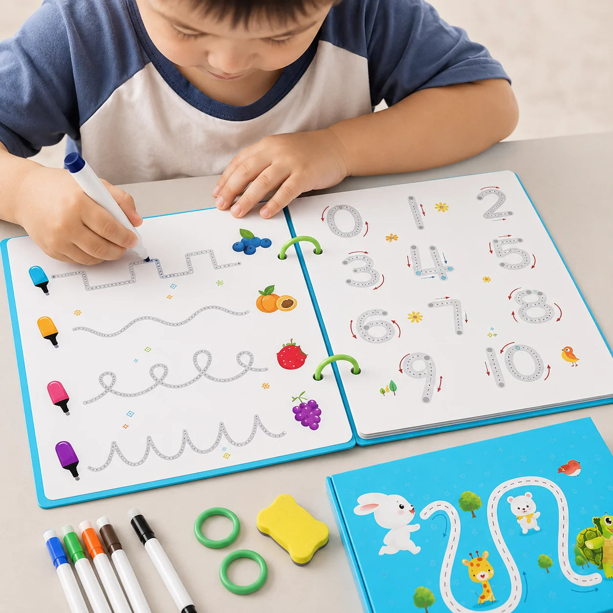Cahier de Pratique Magique Réutilisable pour Enfants